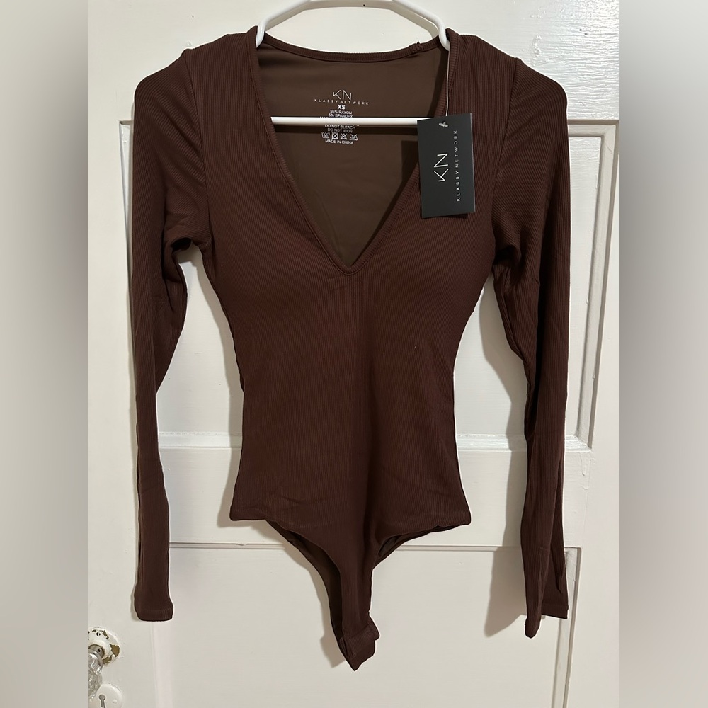 Klassy Network Brown Long Sleeve Bodysuit